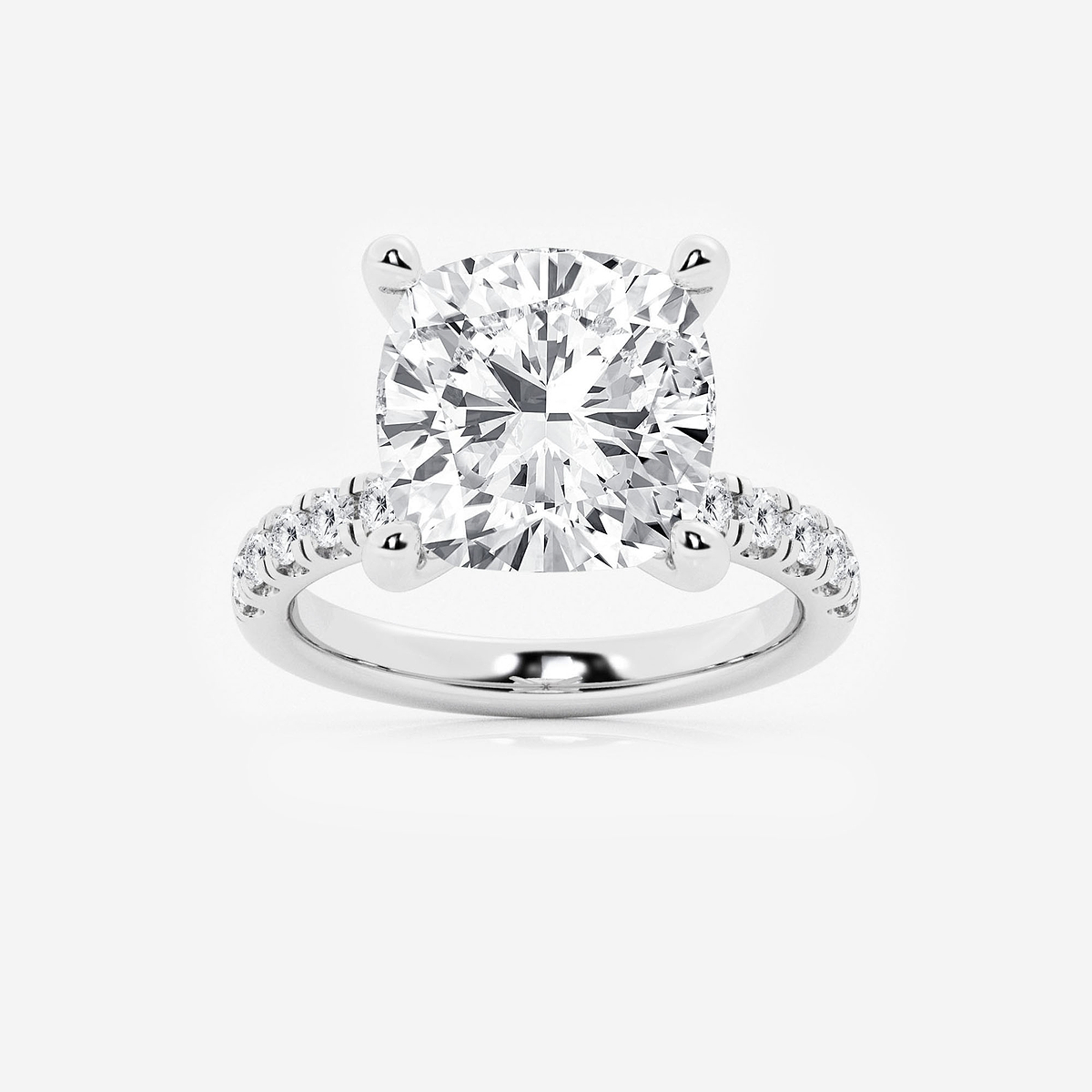8 1/2 ctw Cushion Lab Grown Diamond Hidden Halo Engagement Ring