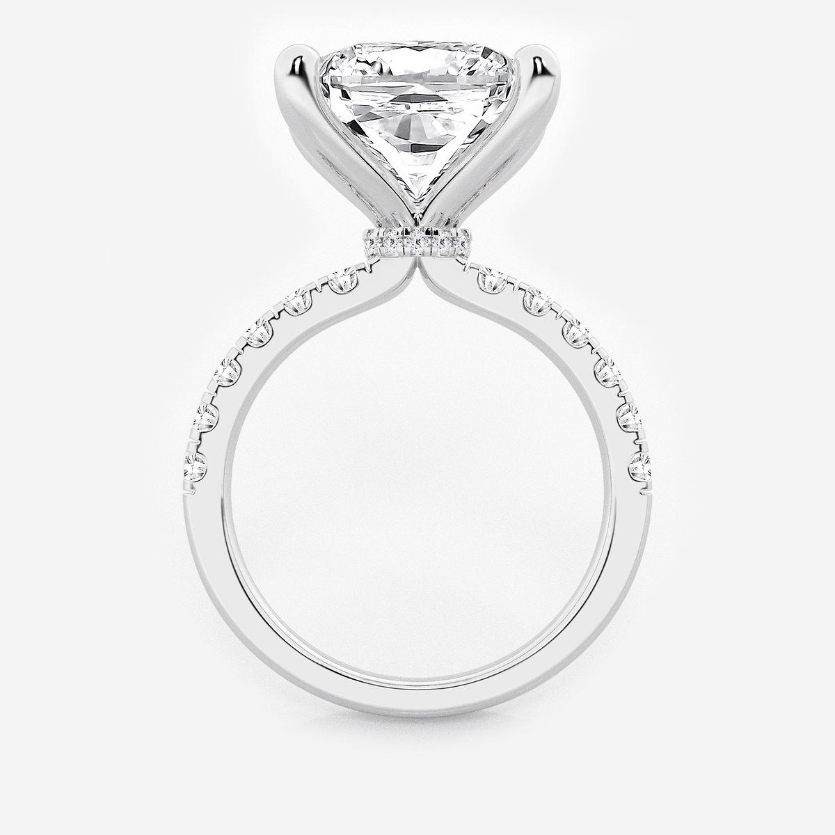 Additional Image 1 for  8 1/2 ctw Cushion Lab Grown Diamond Hidden Halo Engagement Ring