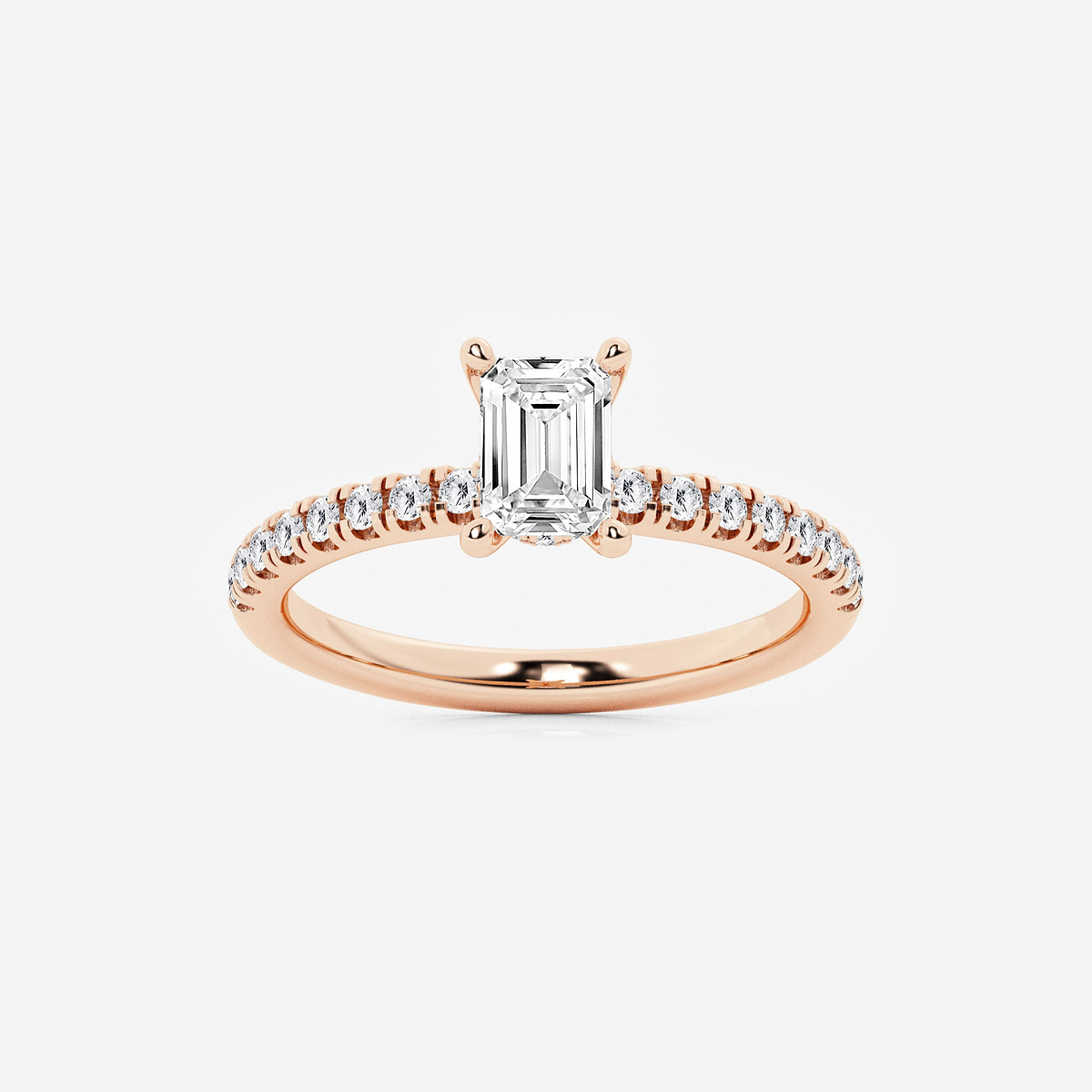 1 ctw Emerald Lab Grown Diamond Hidden Halo Engagement Ring