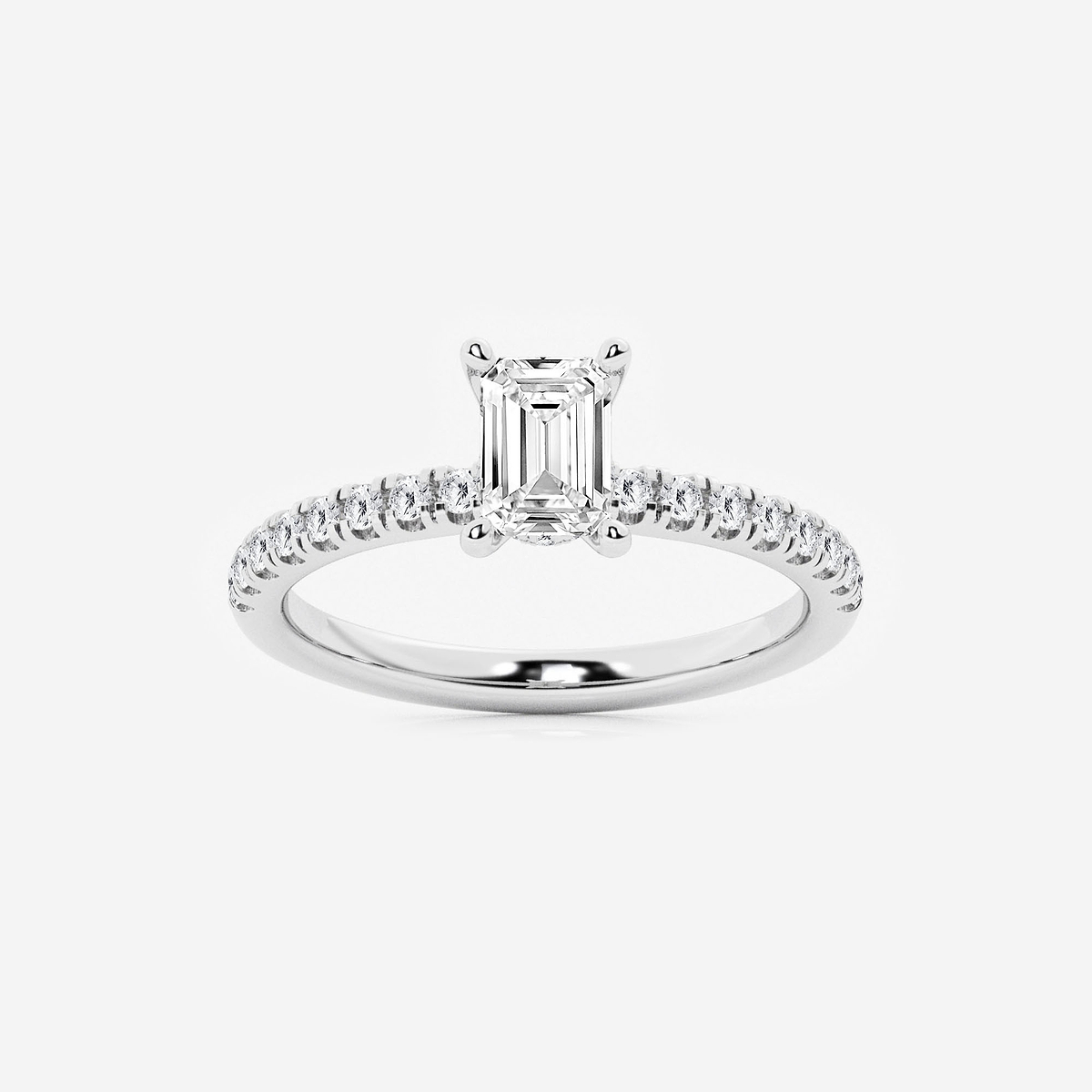 1 ctw Emerald Lab Grown Diamond Hidden Halo Engagement Ring