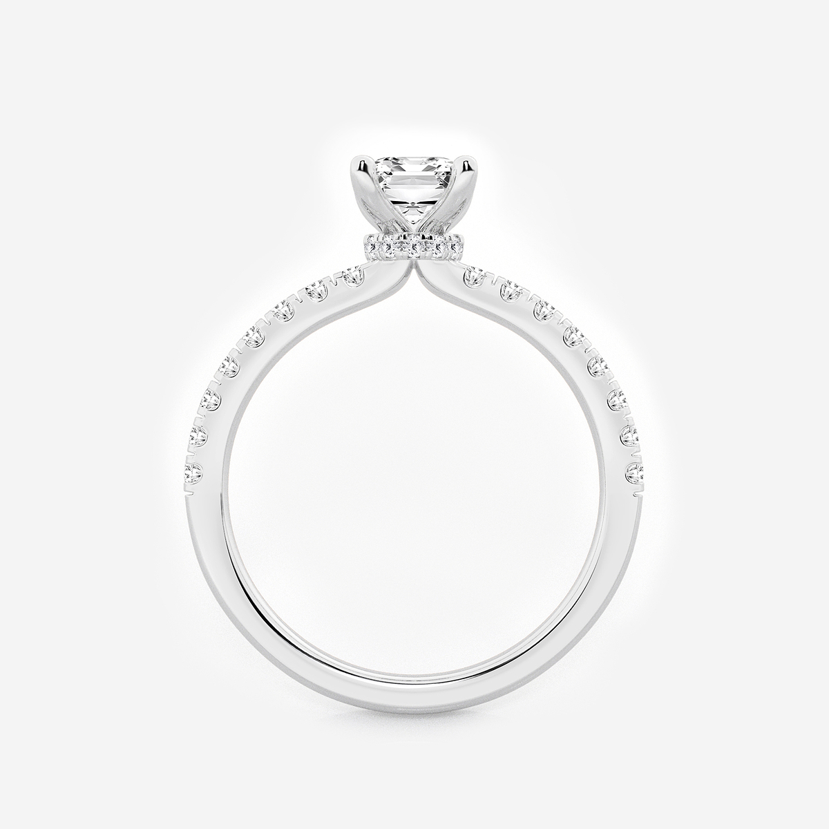 Additional Image 1 for  1 ctw Emerald Lab Grown Diamond Hidden Halo Engagement Ring
