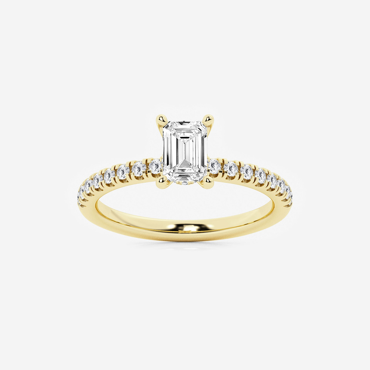1 ctw Emerald Lab Grown Diamond Hidden Halo Engagement Ring