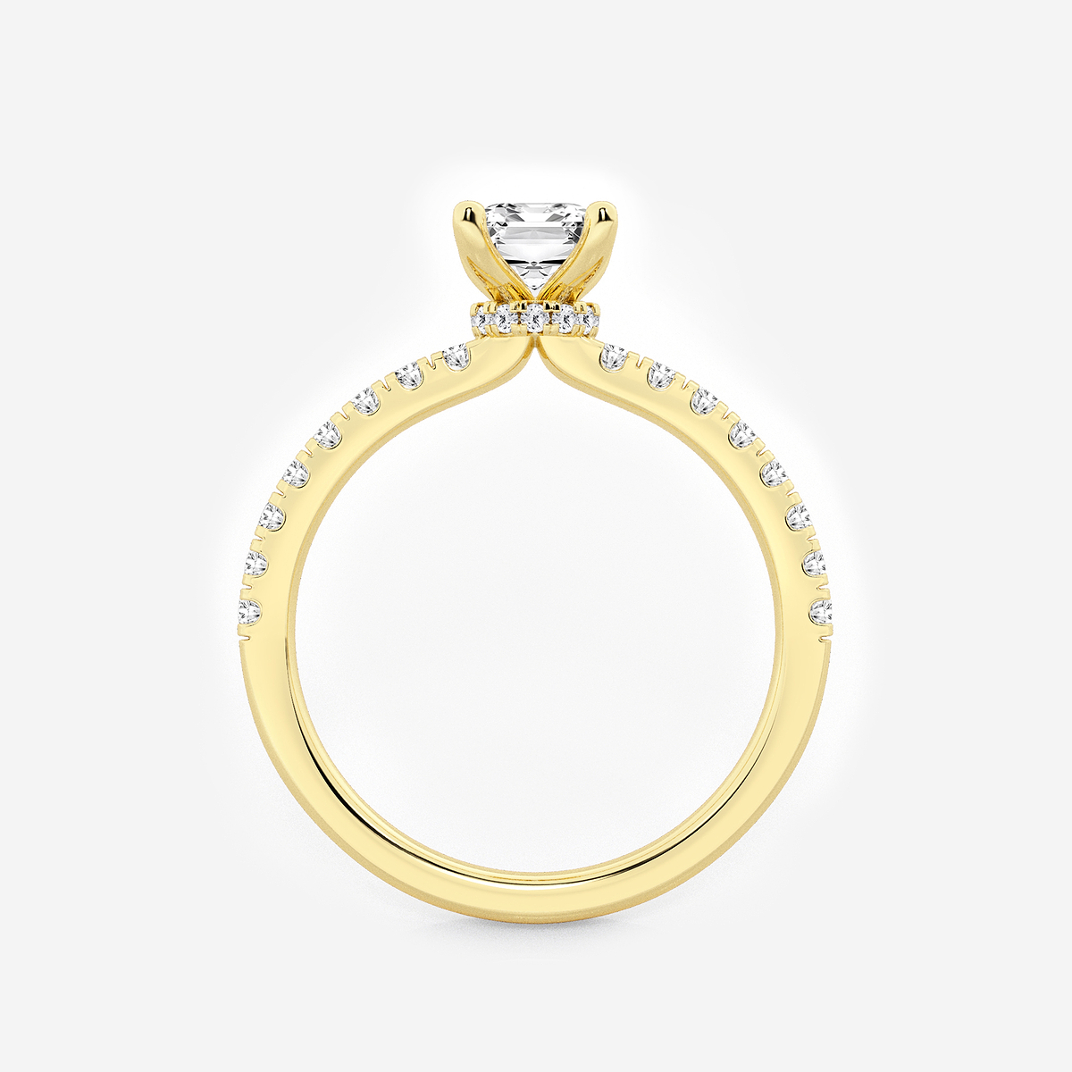 Additional Image 1 for  1 ctw Emerald Lab Grown Diamond Hidden Halo Engagement Ring