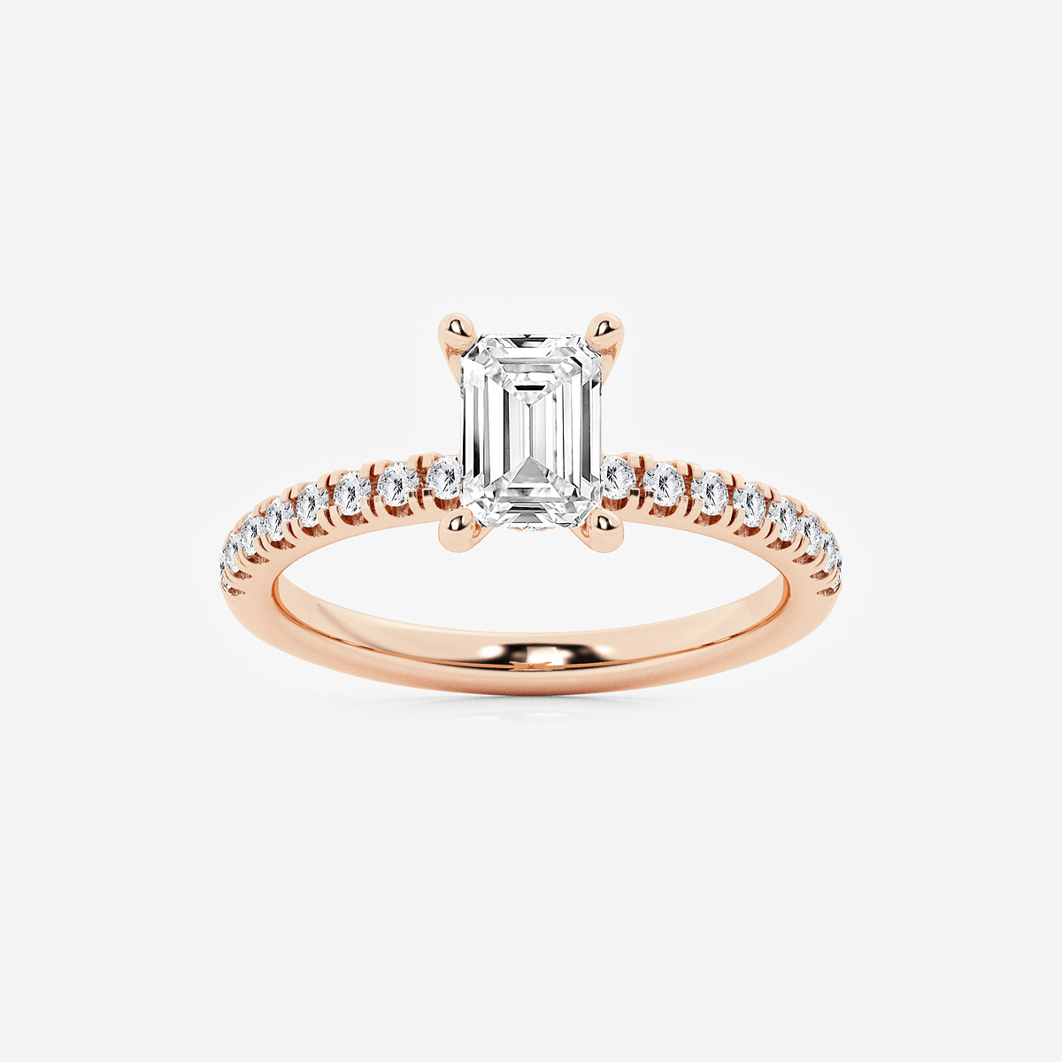 1 1/3 ctw Emerald Lab Grown Diamond Hidden Halo Engagement Ring