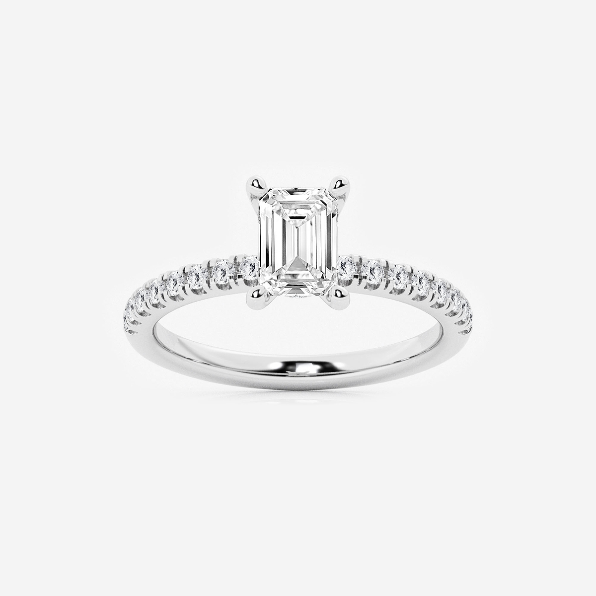 1 1/3 ctw Emerald Lab Grown Diamond Hidden Halo Engagement Ring