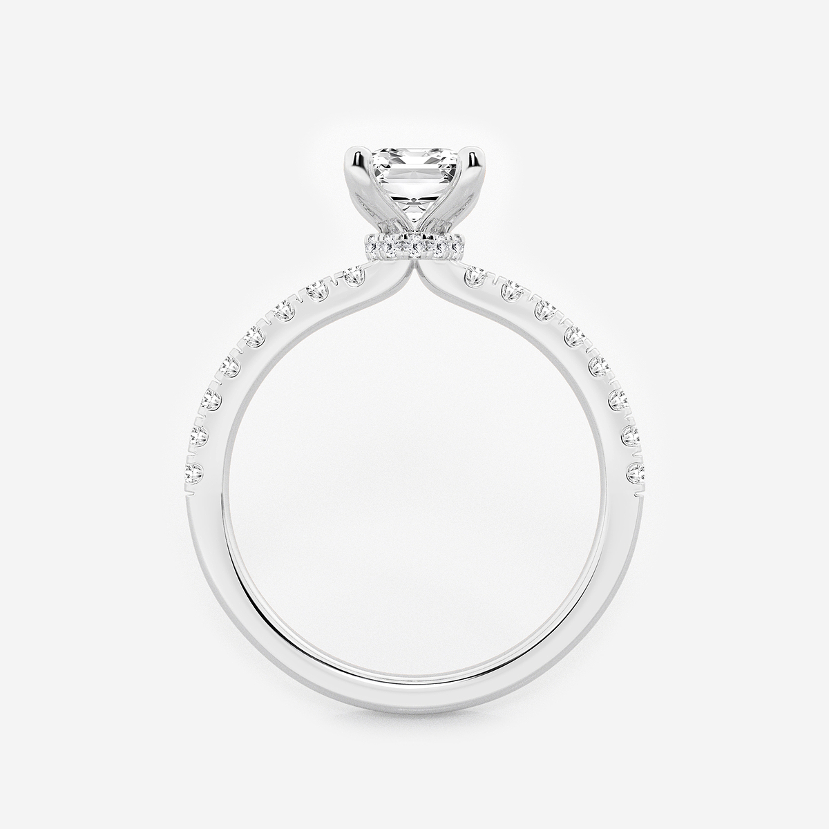 Additional Image 1 for  1 1/3 ctw Emerald Lab Grown Diamond Hidden Halo Engagement Ring