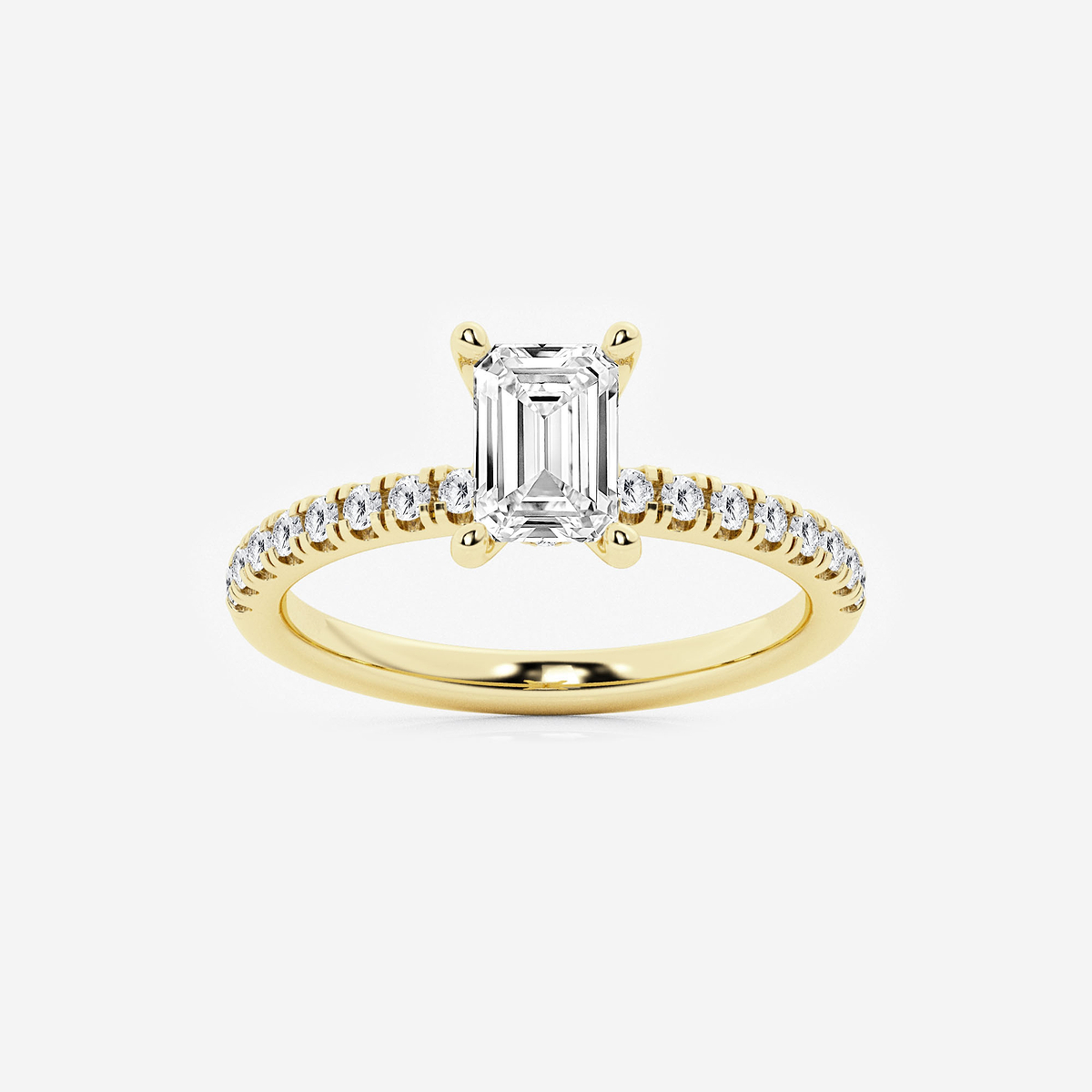 1 1/3 ctw Emerald Lab Grown Diamond Hidden Halo Engagement Ring