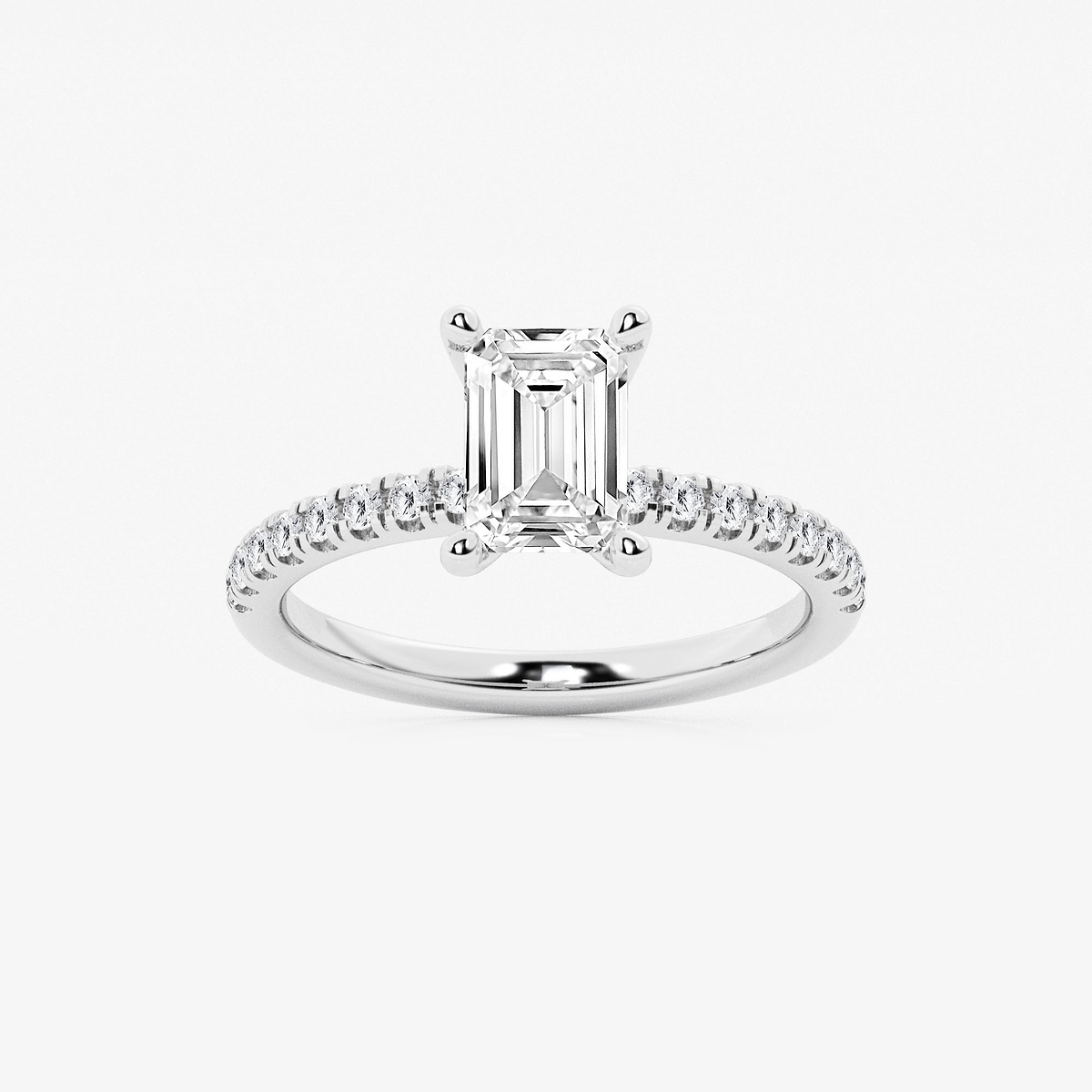 1 7/8 ctw Emerald Lab Grown Diamond Hidden Halo Engagement Ring