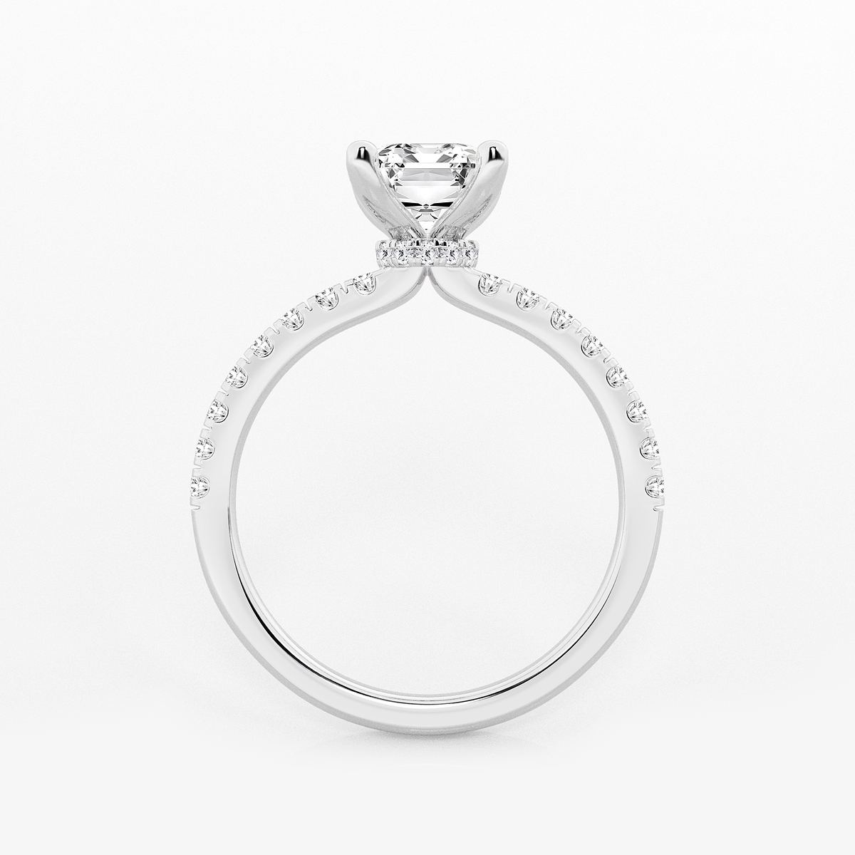 Additional Image 1 for  1 7/8 ctw Emerald Lab Grown Diamond Hidden Halo Engagement Ring