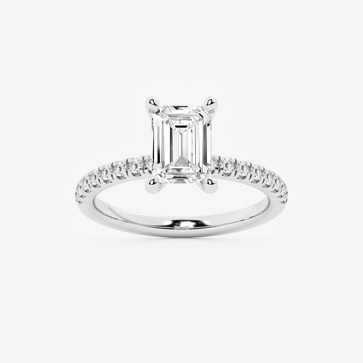 2 1/2 ctw Emerald Lab Grown Diamond Hidden Halo Engagement Ring