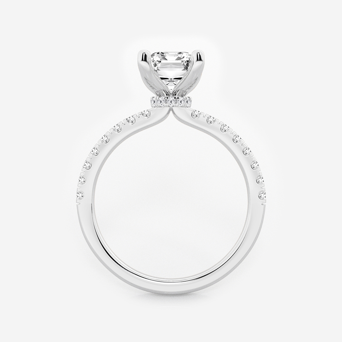 Additional Image 1 for  2 1/2 ctw Emerald Lab Grown Diamond Hidden Halo Engagement Ring