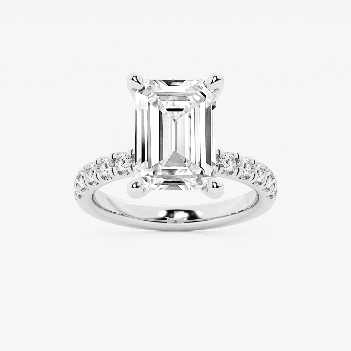 6 1/2 ctw Emerald Lab Grown Diamond Hidden Halo Engagement Ring
