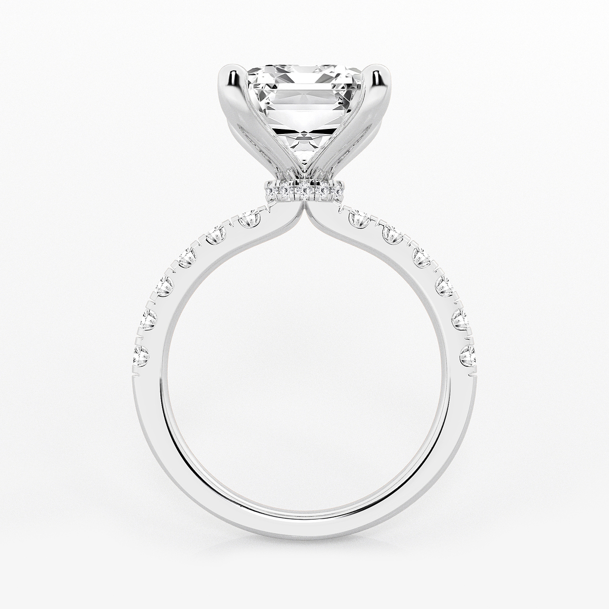 Additional Image 1 for  6 1/2 ctw Emerald Lab Grown Diamond Hidden Halo Engagement Ring