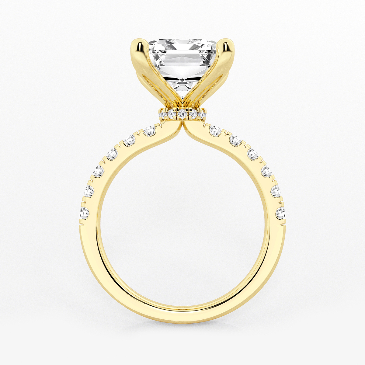 Additional Image 1 for  6 1/2 ctw Emerald Lab Grown Diamond Hidden Halo Engagement Ring