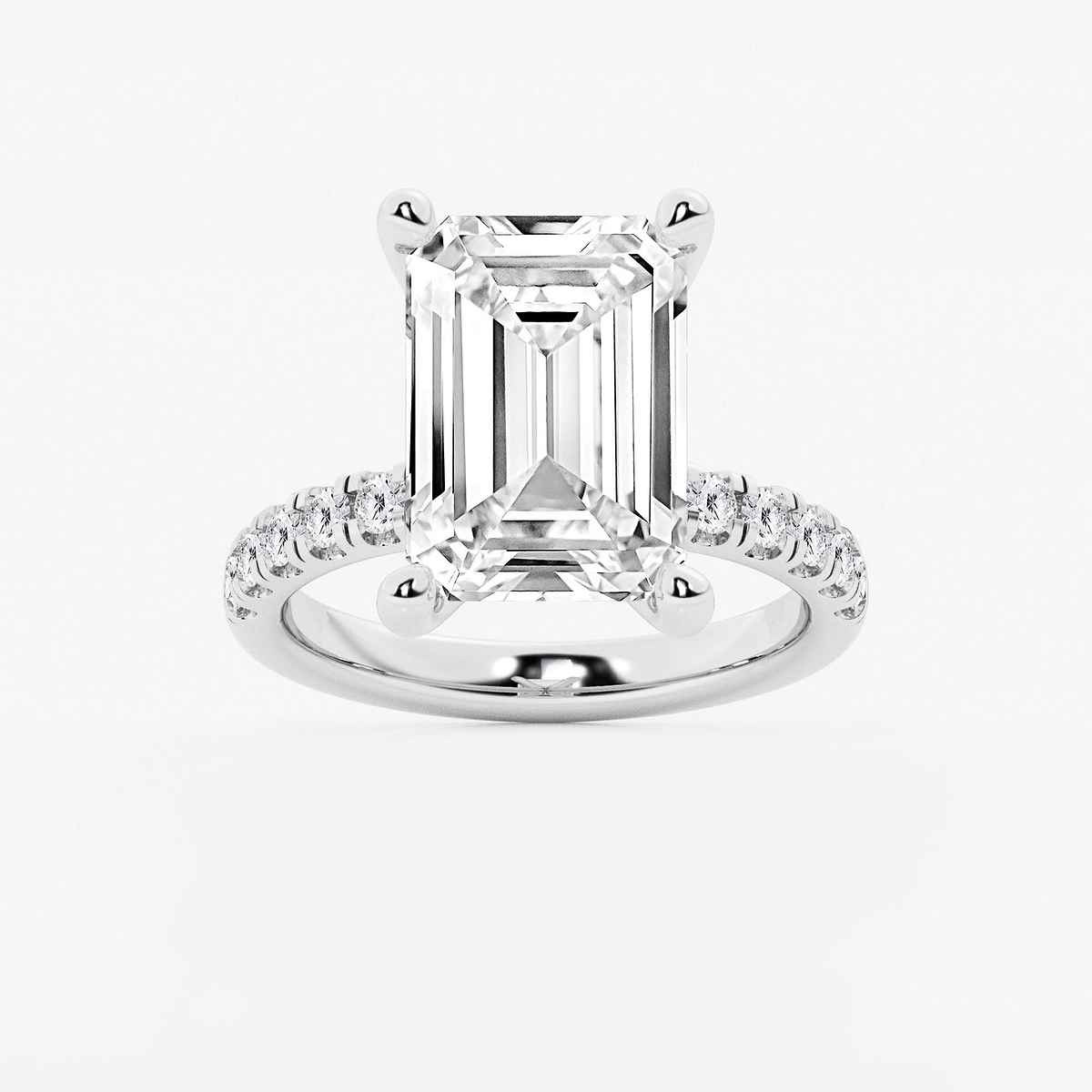 8 1/2 ctw Emerald Lab Grown Diamond Hidden Halo Engagement Ring
