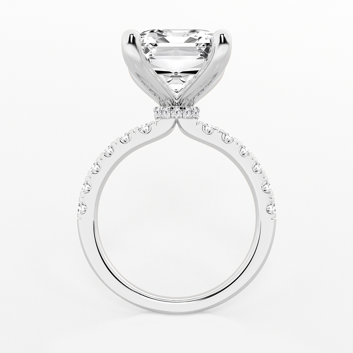 Additional Image 1 for  8 1/2 ctw Emerald Lab Grown Diamond Hidden Halo Engagement Ring