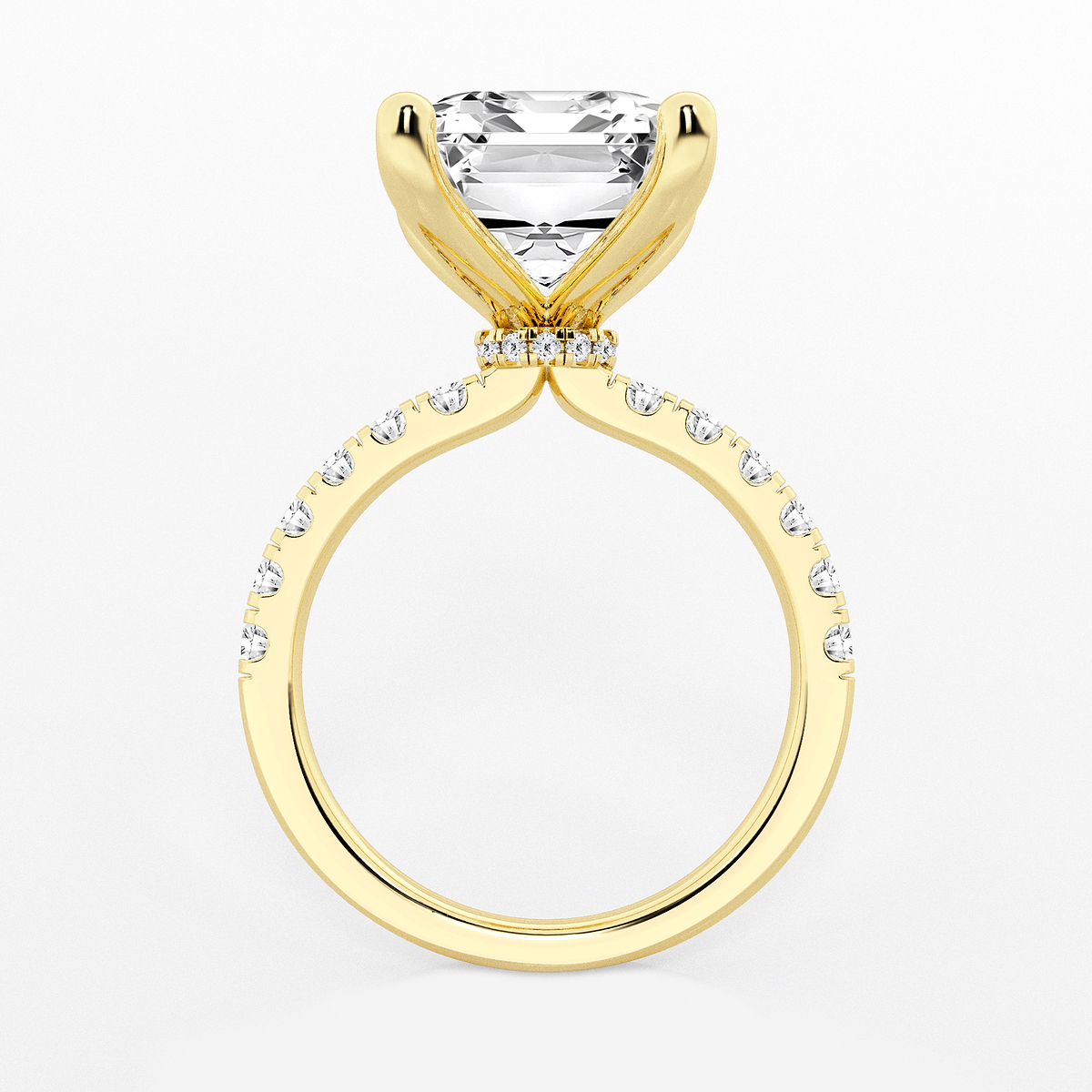 Additional Image 1 for  8 1/2 ctw Emerald Lab Grown Diamond Hidden Halo Engagement Ring