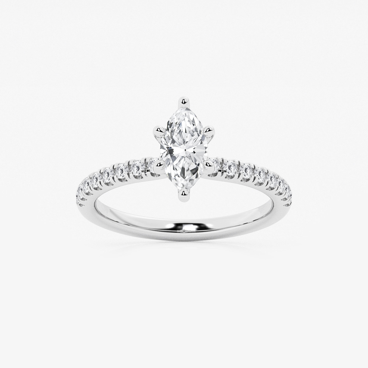 1 ctw Marquise Lab Grown Diamond Hidden Halo Engagement Ring
