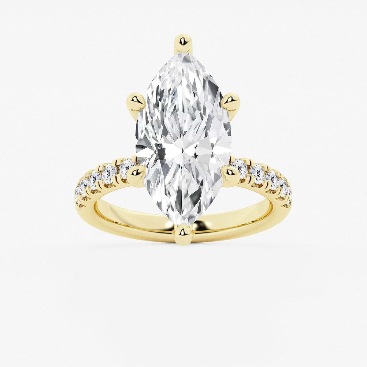 6 1/2 ctw Marquise Lab Grown Diamond Hidden Halo Engagement Ring 14K Yellow Gold, E, VS1