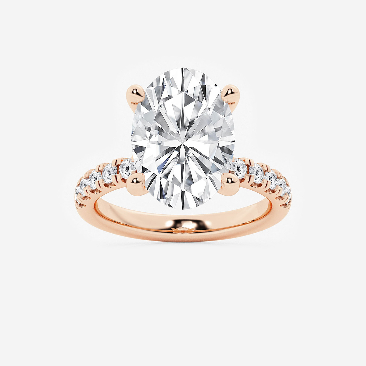6 1/2 ctw Oval Lab Grown Diamond Hidden Halo Engagement Ring