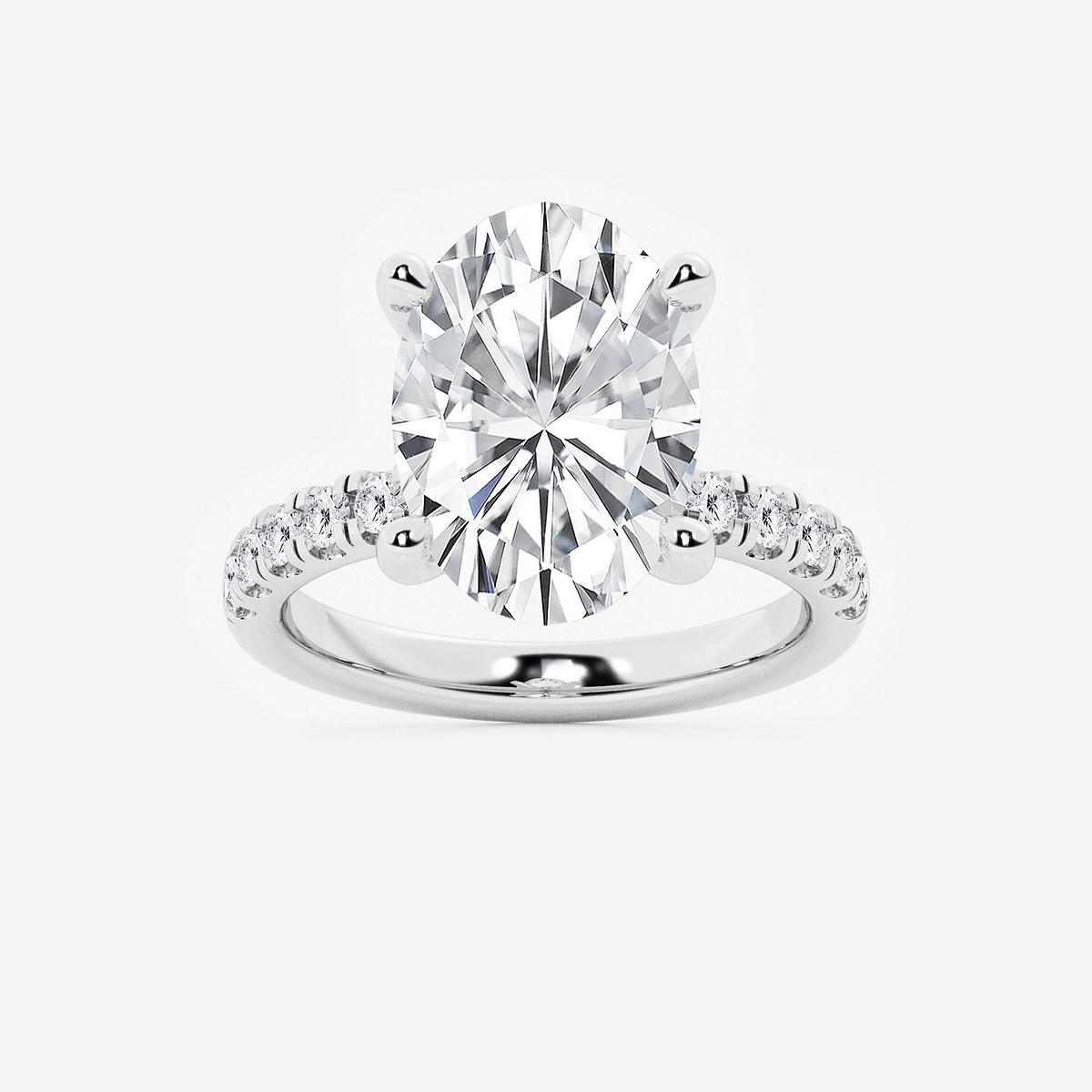6 1/2 ctw Oval Lab Grown Diamond Hidden Halo Engagement Ring
