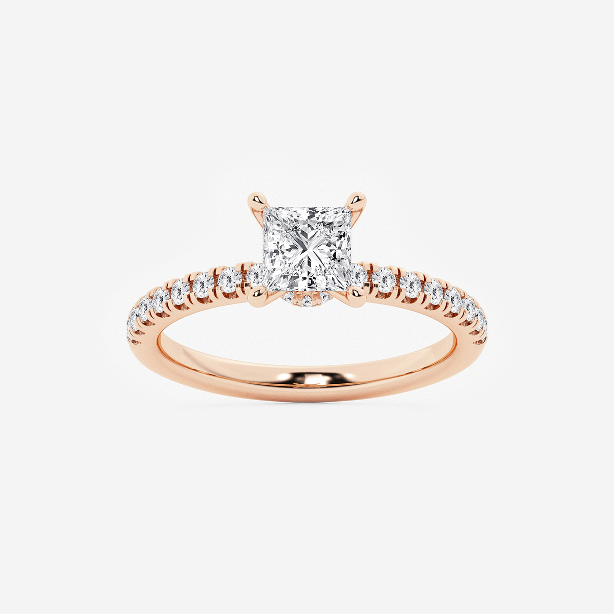 1 ctw Princess Lab Grown Diamond Hidden Halo Engagement Ring