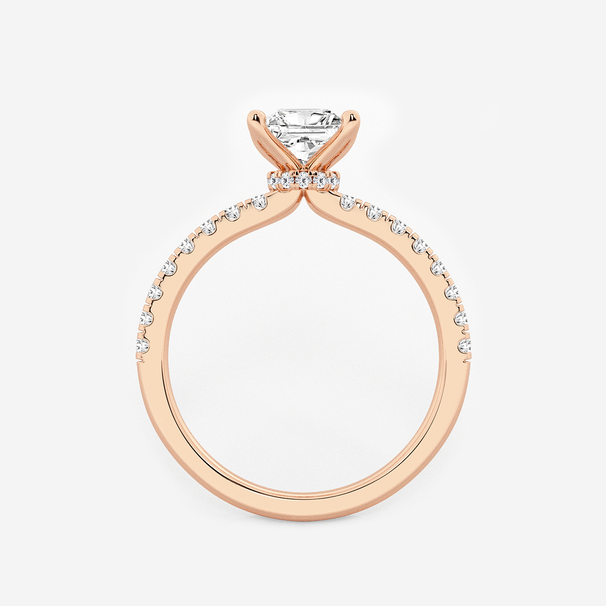Additional Image 1 for  1 ctw Princess Lab Grown Diamond Hidden Halo Engagement Ring