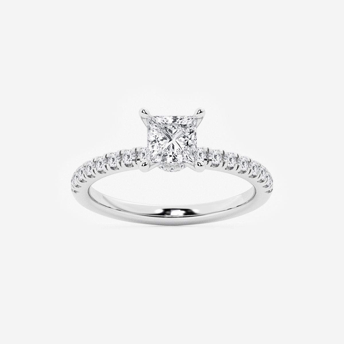 1 ctw Princess Lab Grown Diamond Hidden Halo Engagement Ring