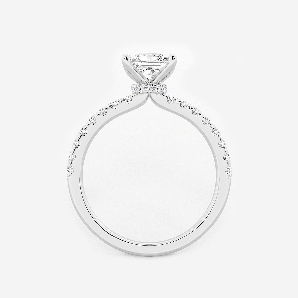 Additional Image 1 for  1 ctw Princess Lab Grown Diamond Hidden Halo Engagement Ring