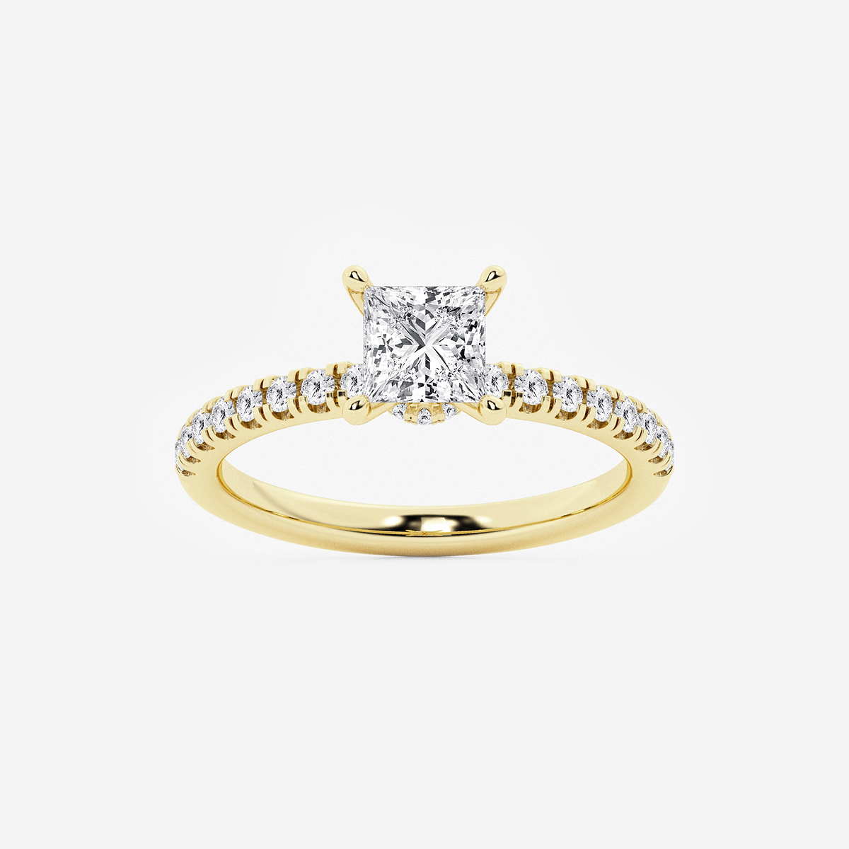 1 ctw Princess Lab Grown Diamond Hidden Halo Engagement Ring