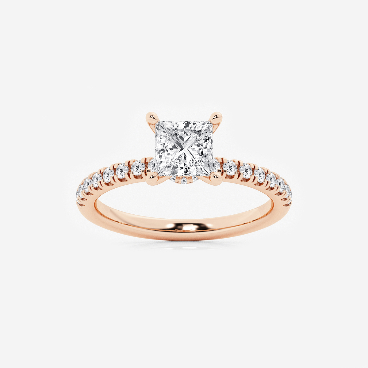 Shyra 1 1/3 ctw Princess Lab Grown Diamond Hidden Halo Engagement Ring 14K Rose Gold, D, VVS Shyra 1 1/3 ctw Princess Lab Grown Diamond Hidden Halo Engagement Ring 14K Rose Gold, D, VVS