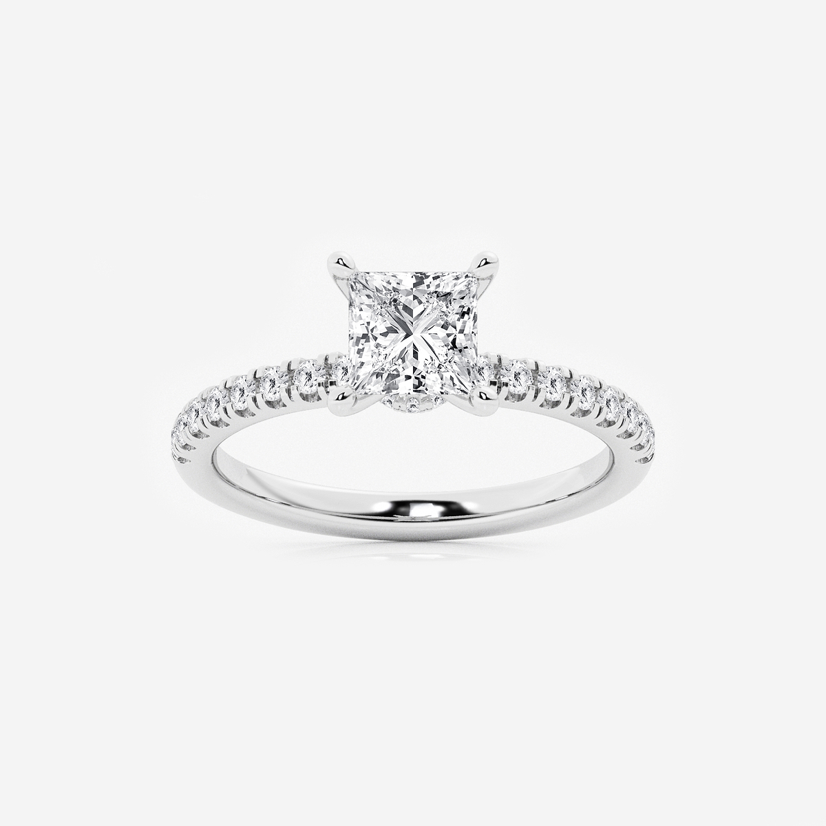 1 1/3 ctw Princess Lab Grown Diamond Hidden Halo Engagement Ring