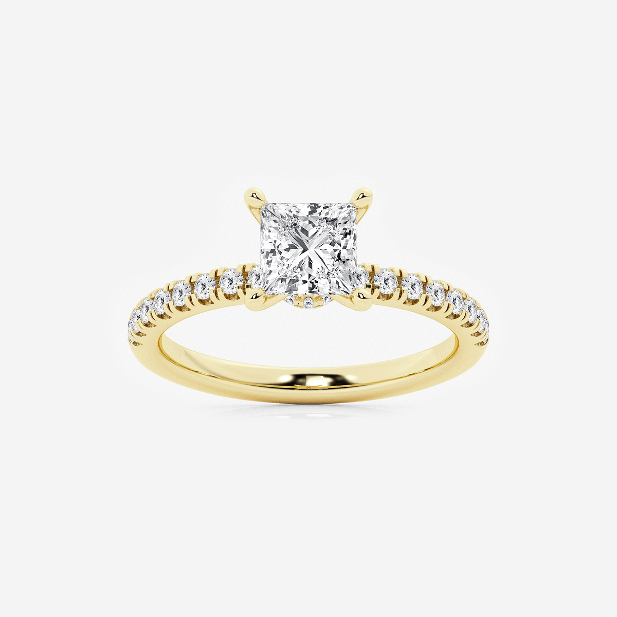 1 1/3 ctw Princess Lab Grown Diamond Hidden Halo Engagement Ring