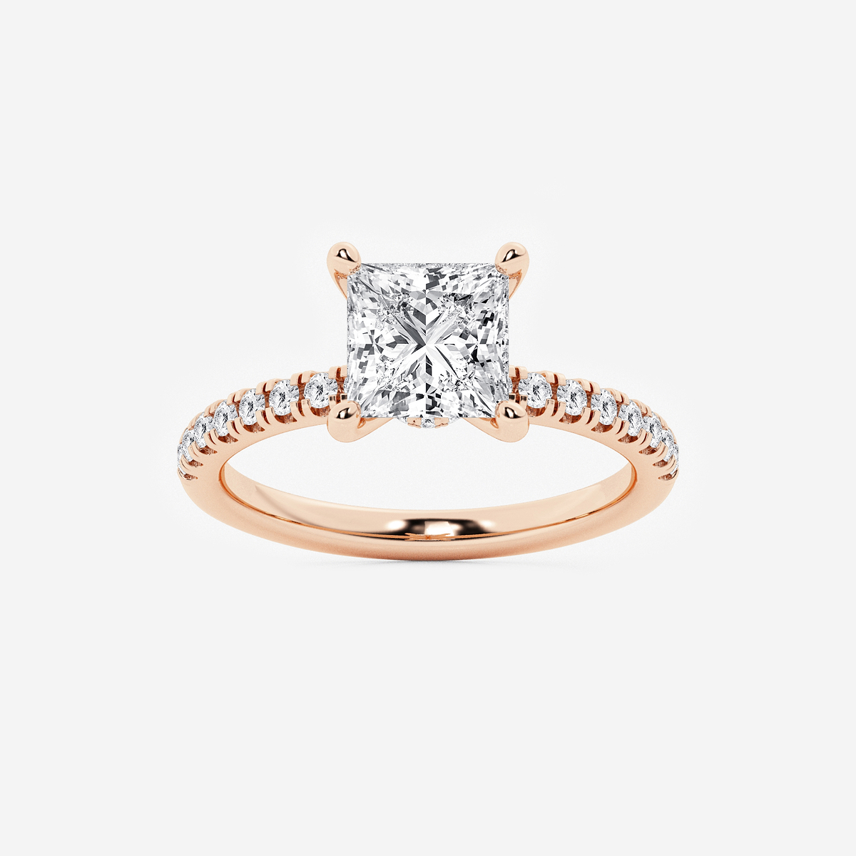 2 1/2 ctw Princess Lab Grown Diamond Hidden Halo Engagement Ring