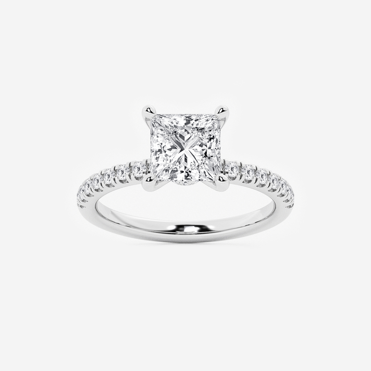 2 1/2 ctw Princess Lab Grown Diamond Hidden Halo Engagement Ring