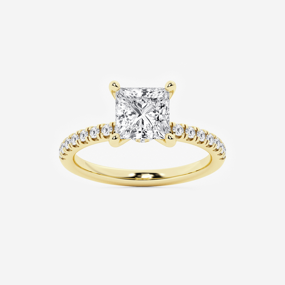 2 1/2 ctw Princess Lab Grown Diamond Hidden Halo Engagement Ring