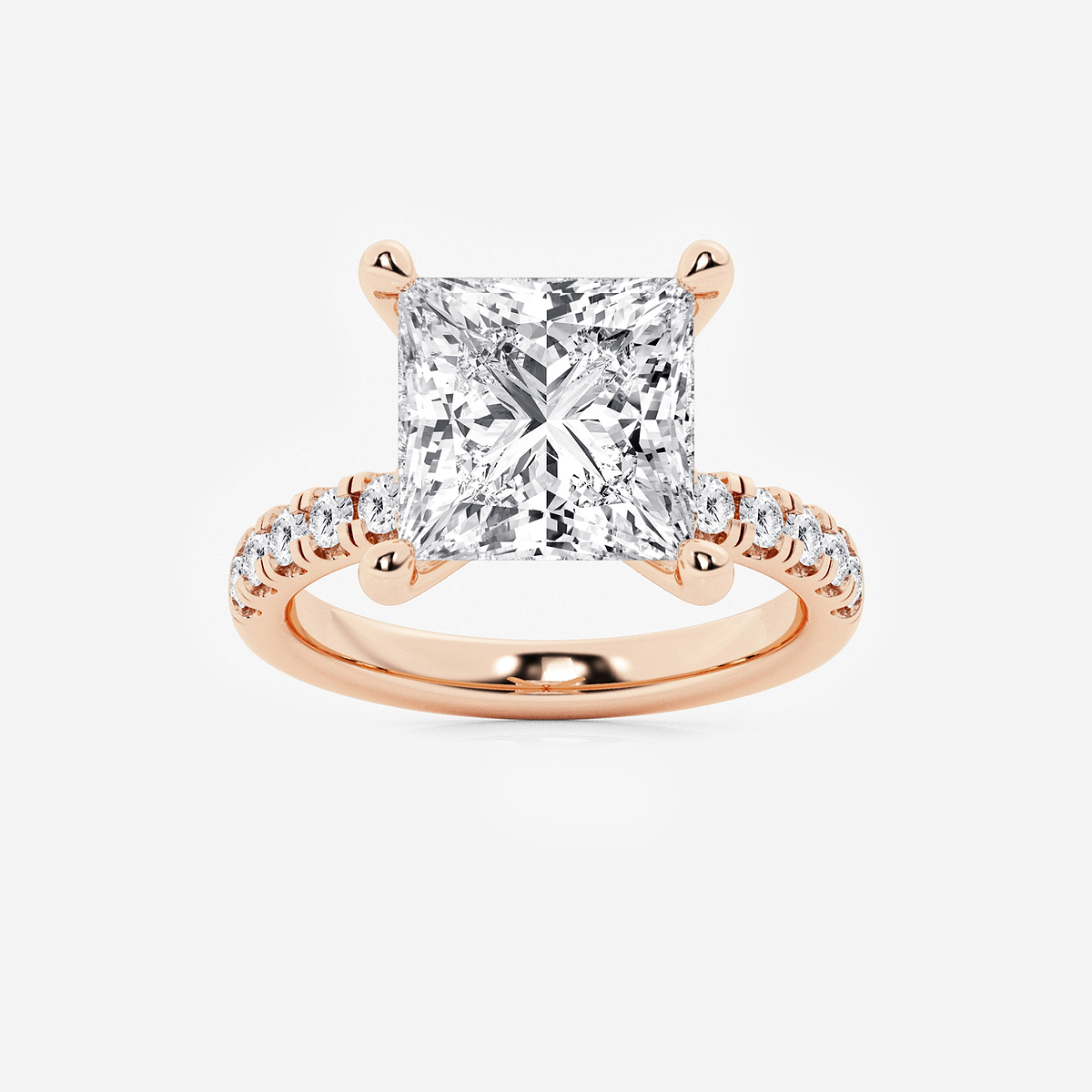 6 1/2 ctw Princess Lab Grown Diamond Hidden Halo Engagement Ring
