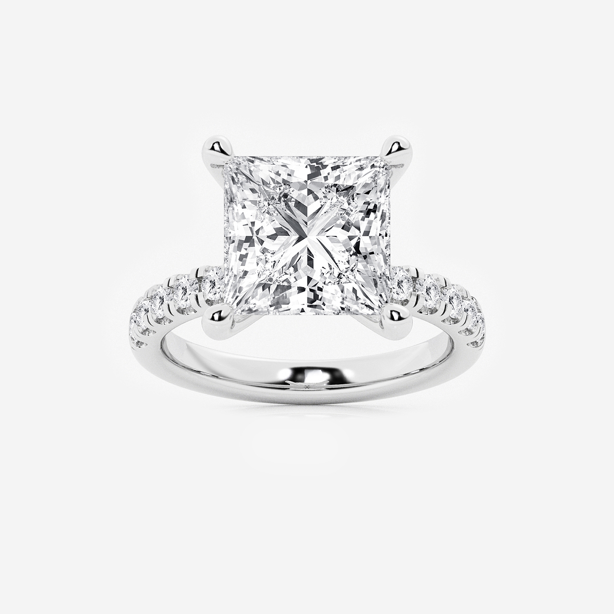 6 1/2 ctw Princess Lab Grown Diamond Hidden Halo Engagement Ring