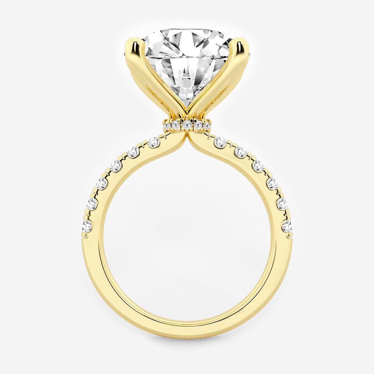 8 1/2 ctw Round Lab Grown Diamond Hidden Halo Engagement Ring 14K Yellow Gold, E, VS1