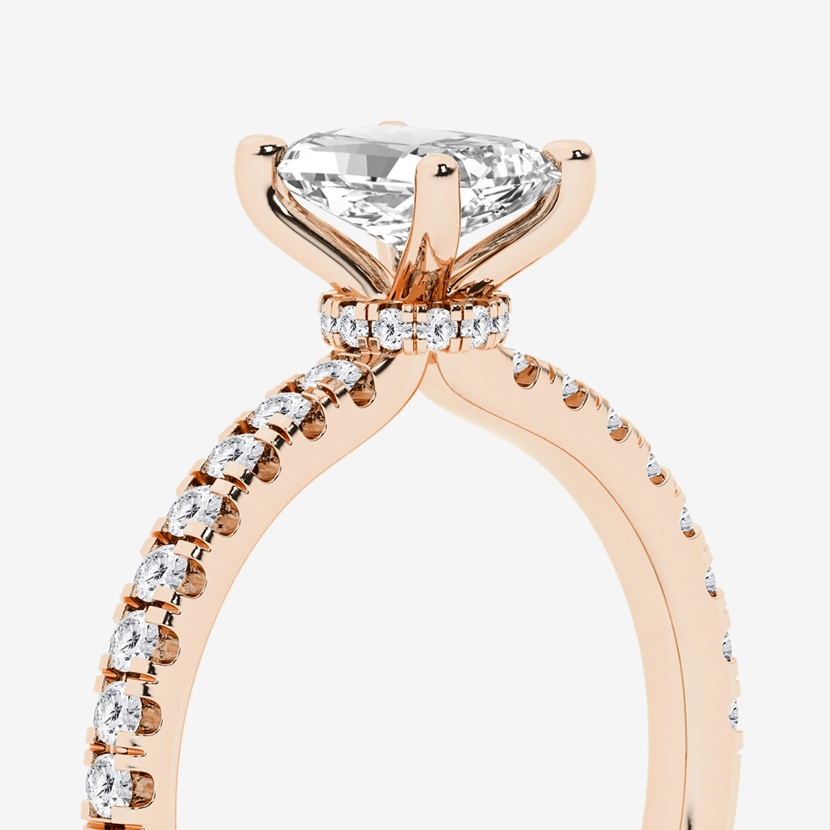 Additional Image 2 for  1 ctw Radiant Lab Grown Diamond Hidden Halo Engagement Ring