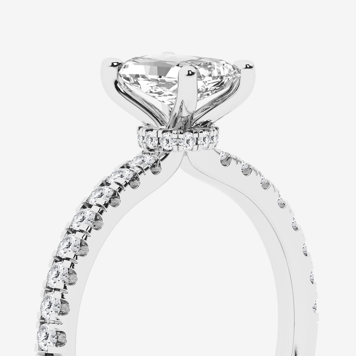 Additional Image 2 for  1 ctw Radiant Lab Grown Diamond Hidden Halo Engagement Ring