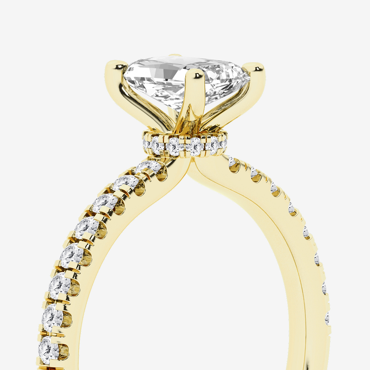 Additional Image 2 for  1 ctw Radiant Lab Grown Diamond Hidden Halo Engagement Ring