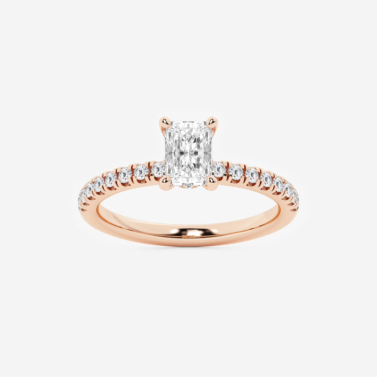 1 ctw Radiant Lab Grown Diamond Hidden Halo Engagement Ring