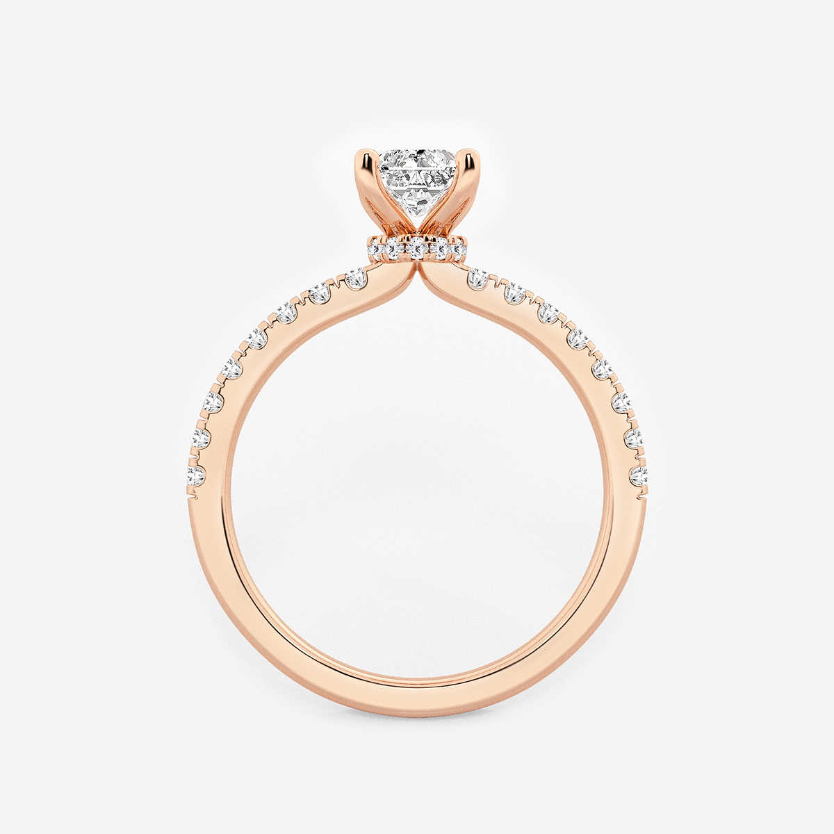 Additional Image 1 for  1 ctw Radiant Lab Grown Diamond Hidden Halo Engagement Ring