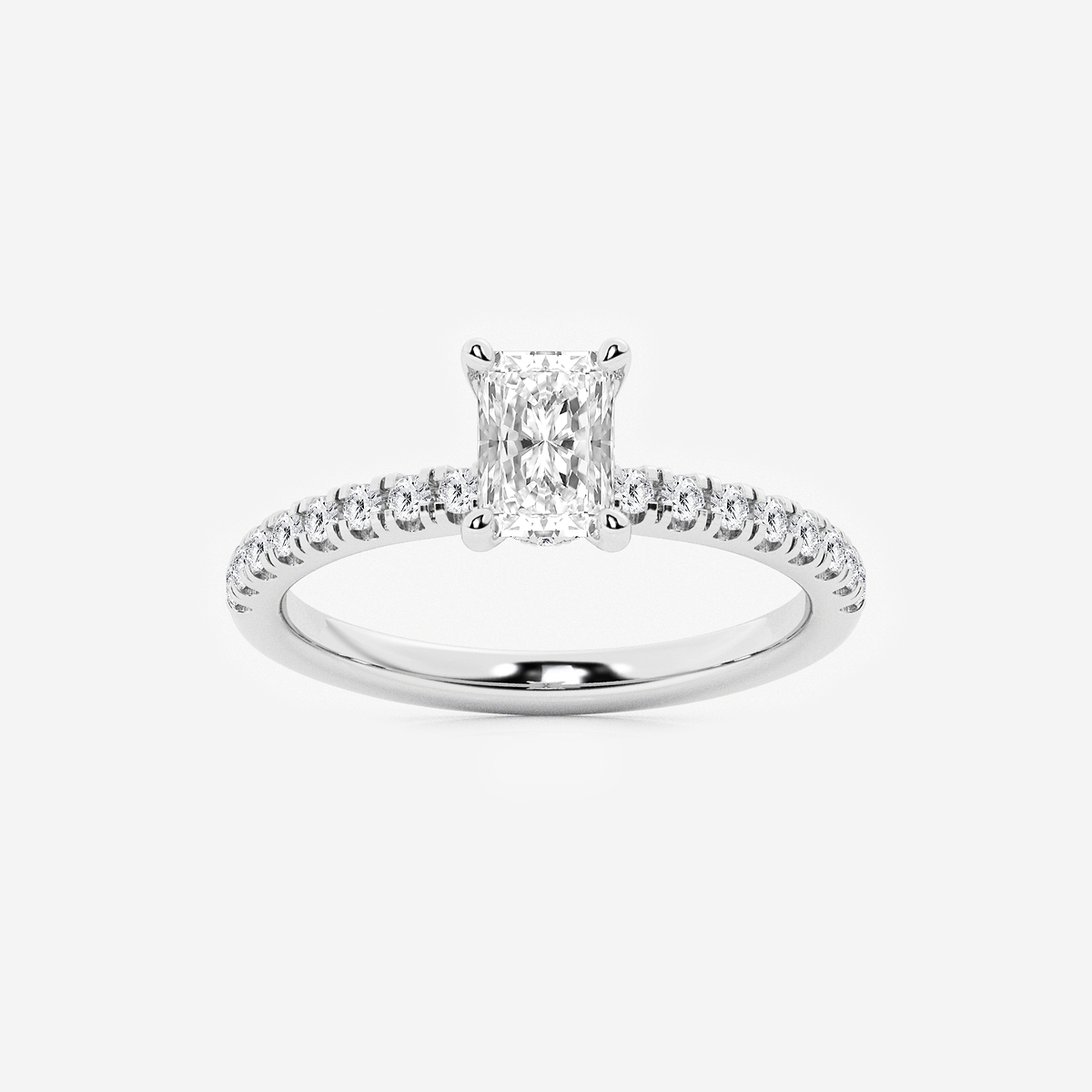 1 ctw Radiant Lab Grown Diamond Hidden Halo Engagement Ring