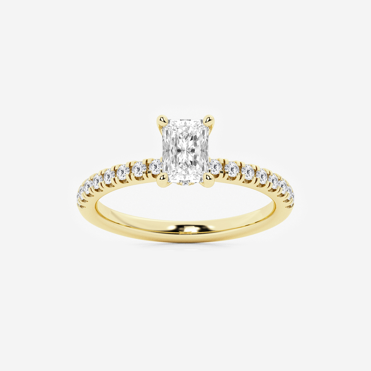 1 ctw Radiant Lab Grown Diamond Hidden Halo Engagement Ring