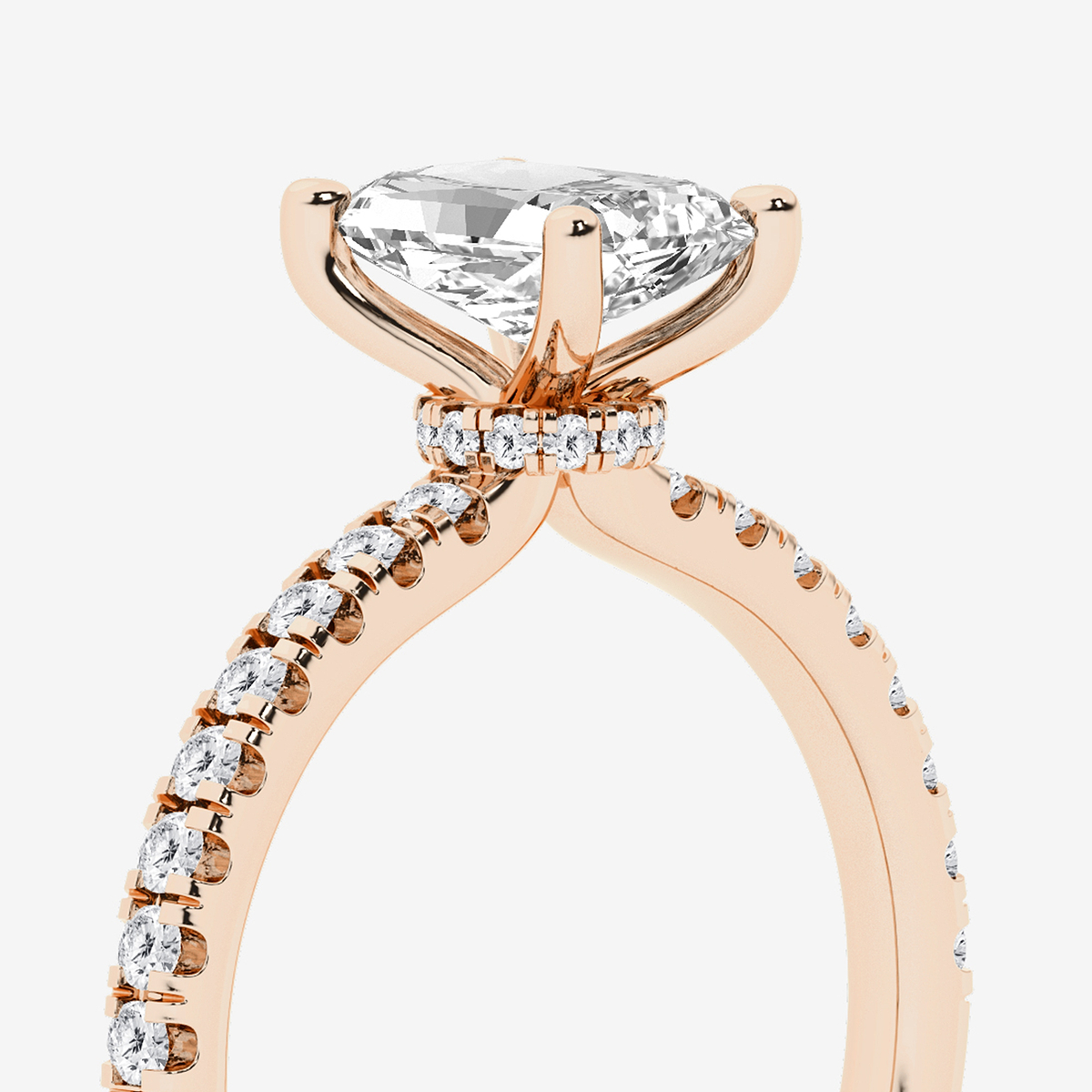 Additional Image 2 for  1 1/3 ctw Radiant Lab Grown Diamond Hidden Halo Engagement Ring