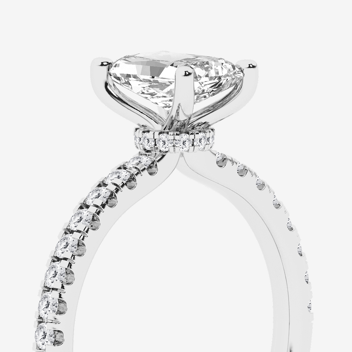 Additional Image 2 for  1 1/3 ctw Radiant Lab Grown Diamond Hidden Halo Engagement Ring
