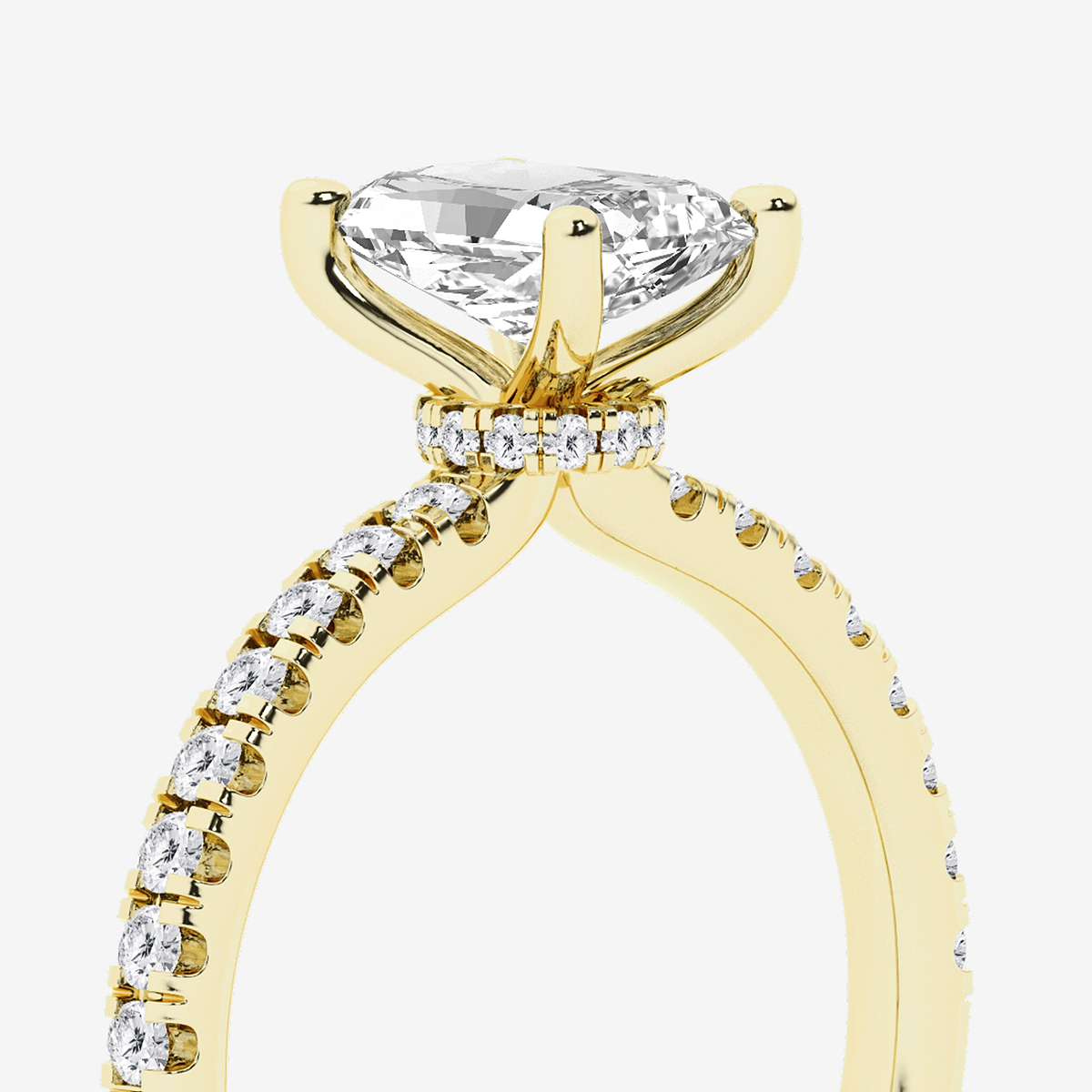 Additional Image 2 for  1 1/3 ctw Radiant Lab Grown Diamond Hidden Halo Engagement Ring