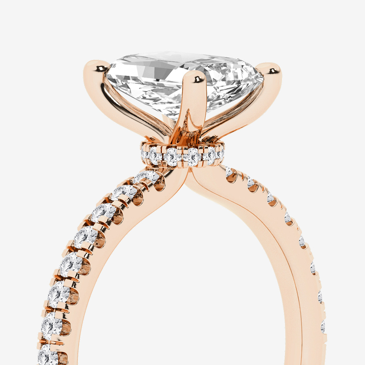 Additional Image 2 for  1 7/8 ctw Radiant Lab Grown Diamond Hidden Halo Engagement Ring